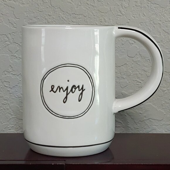 Rae Dunn "enjoy" White Ceramic 12oz Coffee Mug - Picture 1 of 9